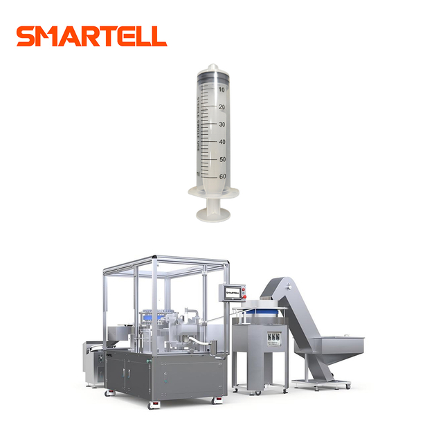 SMT-2001 خط مقياس برميل الحقنة مع آلة طباعة لوحة شعار التغذية بالطرد المركزي