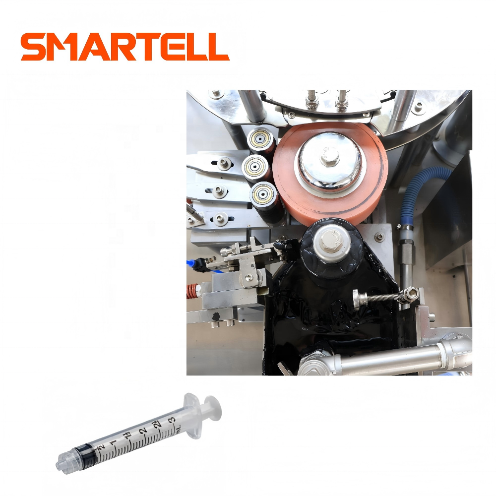 ماكينة طباعة وسادات الحقنة الأوتوماتيكية عالية السرعة من SMARTELL لـ 2‑10 مل، 350 قطعة/دقيقة