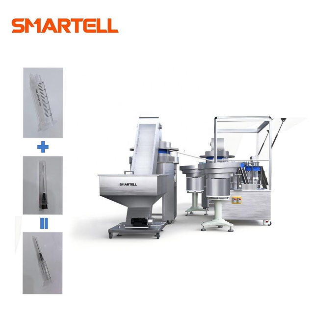منتجات SMARTELL الجديدة ماكينة تجميع حقنة اللقاح لـ 0.5 مللي 1 مللي برميل المكبس طوقا إبرة تجميع